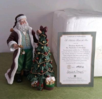 Vintage 2003 St. Nicholas Trims A Tree Thomas Kinkade  Figure W COA & Foam 6.5''