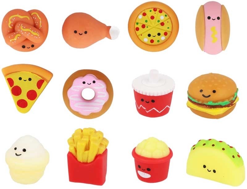 6x Mini Squishy Fast Food Squeezable Toys Stress Relief