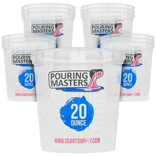12 Pouring Masters 20 Ounce (600ml) Graduated Plastic Paint Mixing Cups, Measure
