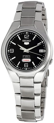 Seiko 5 Automatic Day Date Black Dial Steel Watch SNK623 SNK623K1