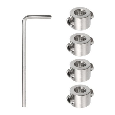 4pcs 4mm Drill Stop Collar Depth Stop with Hex Wrench Anodizing Surface Silver