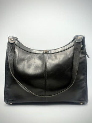 John Romain Vintage Bordeaux  Black Leather Shoulder Bag Minimalist
