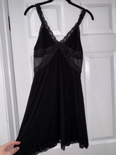 Women  s Adore Me Black Lace Trim Chemise Slip Dress Nightgown Medium Lingerie