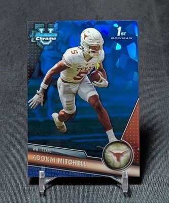 Adonai Mitchell 1st Sapphire Rookie 2023 Bowman Chrome University Card #10 Colts