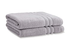 Catherine Lansfield Zero Twist Cotton 90x140cm Bath Sheet Pair Silver Grey