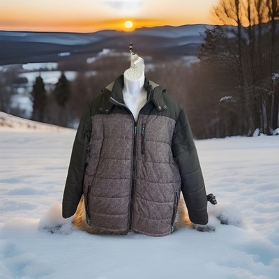 Atlas For Men Puffer Jacket Removable Hood Size XL Zipped Pockets