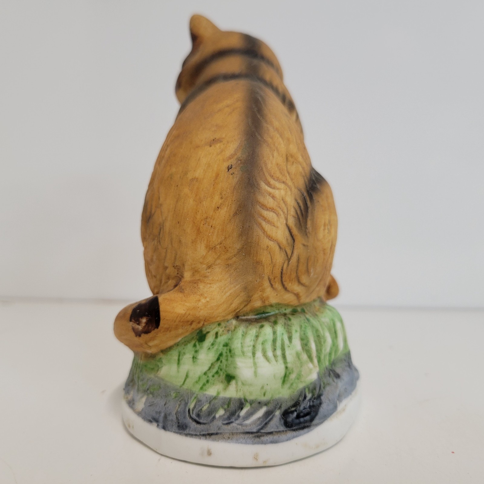 VTG Raccoon Figurine Standing In Grass Ceramic 5.5