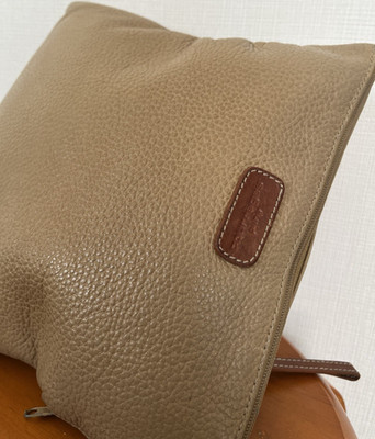 Courreges Vintage Clutch Bag Beige Logo Patch Japan