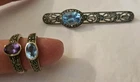 Vintage Judith Jack Lot 2 Rings-Brooch Sterling Silver Topaz Amethyst Marcasite