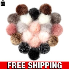 20 Pcs Faux Fur Pom Poms for Hats 4 Inch Fluffy Pom Poms with Elastic Loop