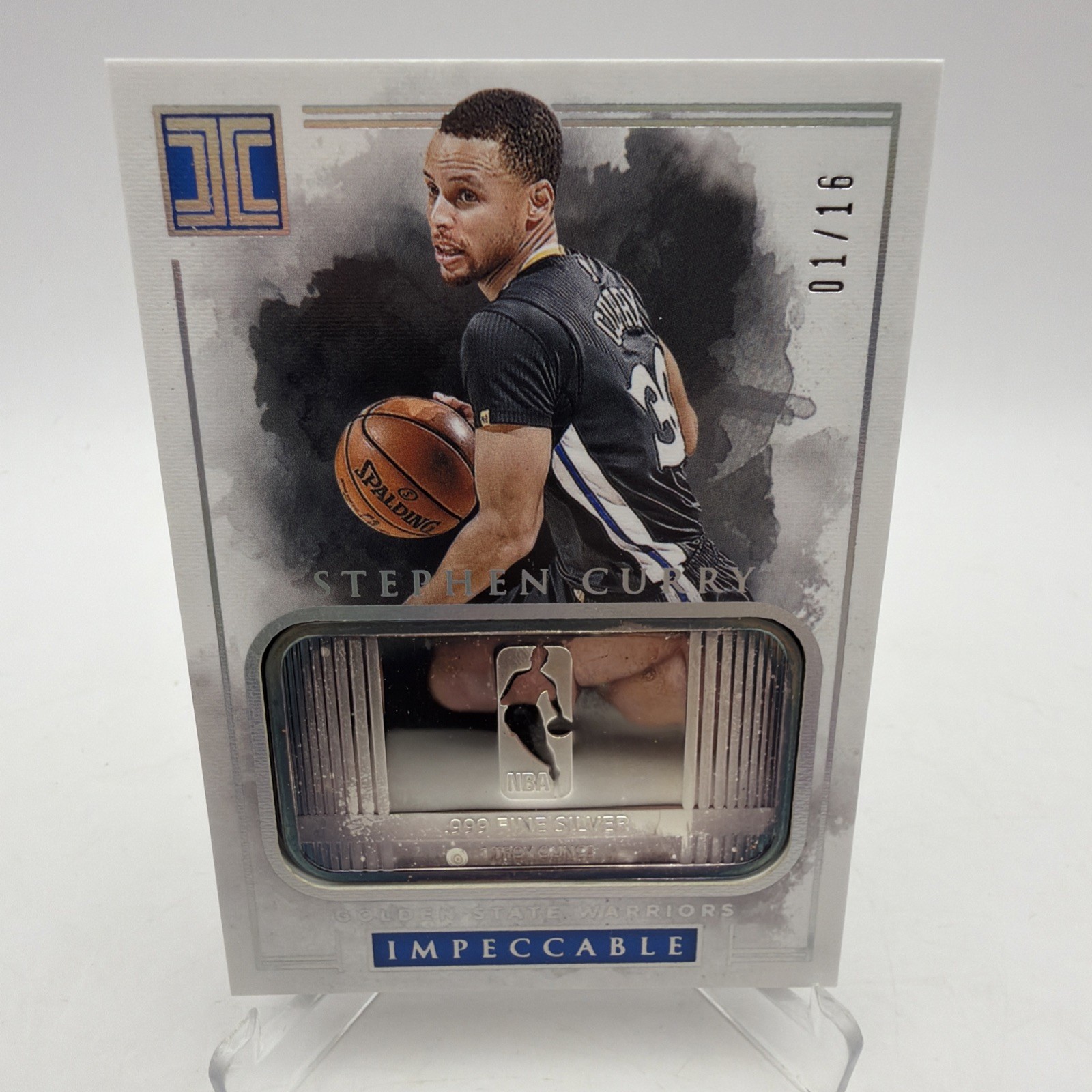2016-17 Panini Impeccable LOGOMAN SILVER BAR Stephen Curry #1/16 Bookend RARE