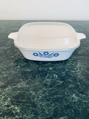 Vintage CorningWare  Blue Cornflower P-41 Petite Pan Casserole with Plastic Lid
