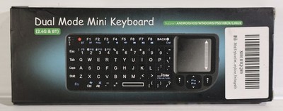 Dual Mode Ultra Mini Wireless (Bluetooth, 2.4Ghz) Black Keyboard & Touchpad NEW
