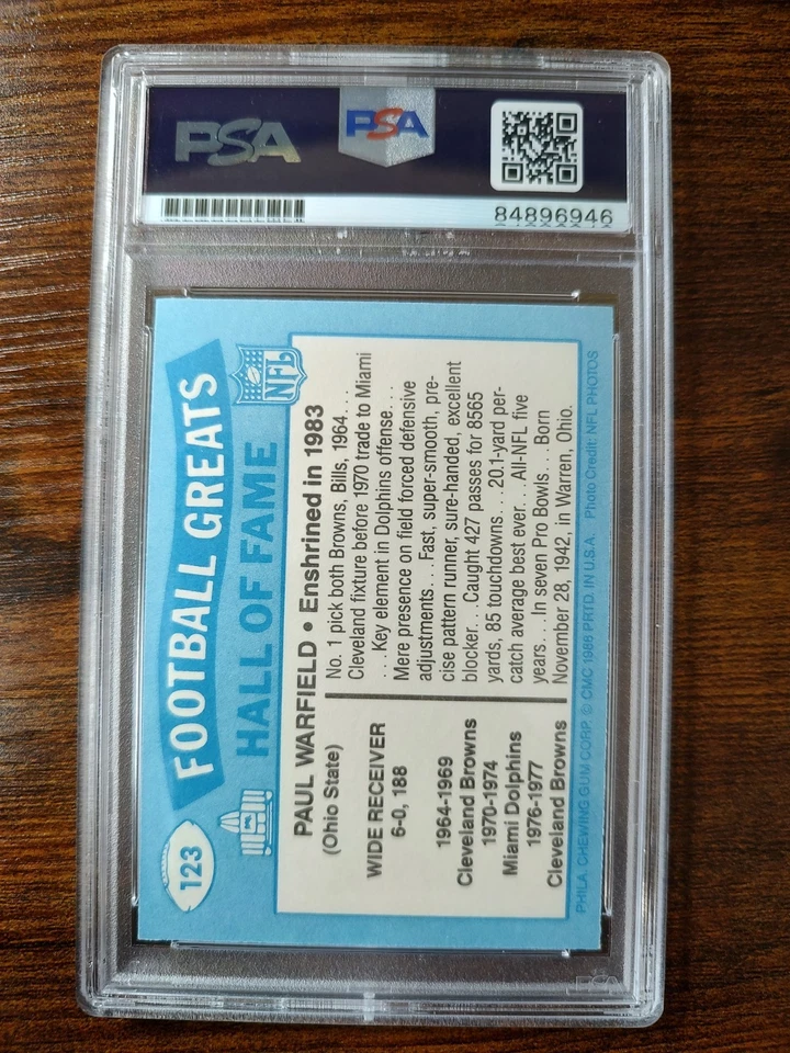 1988 Swell Football Greats Hall of Fame - Paul Warfield #123 PSA Authentic AUTO - Image 2 of 2