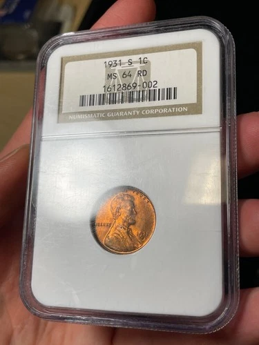1931-S NGC MS64 RD Lincoln Wheat Cent Semi Key Date