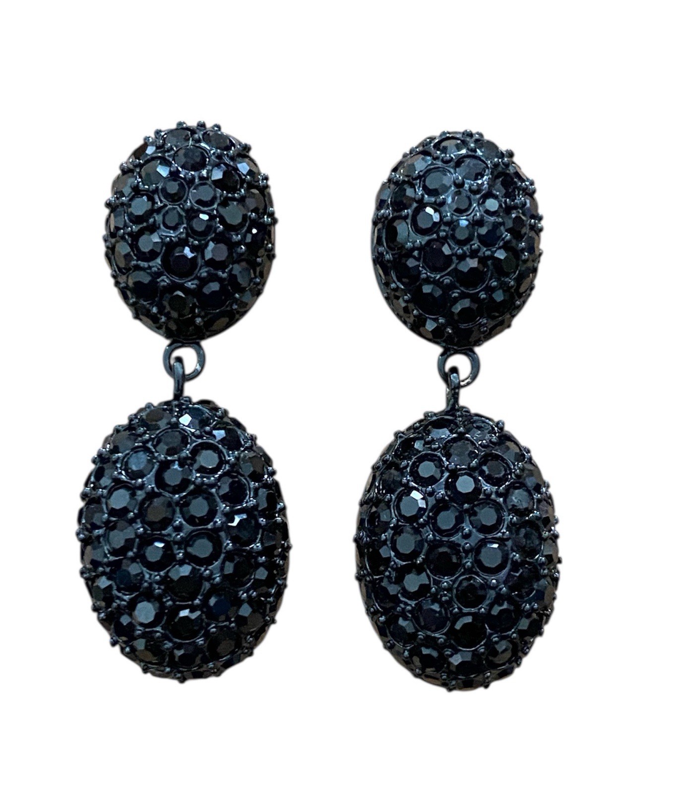 Kenneth Jay Lane(KJL) Black Pave Crystal Drop Ear… - image 1