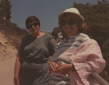 1980s Pretty Women Friends Smiling Sunglasses Outdoor Path Portrait