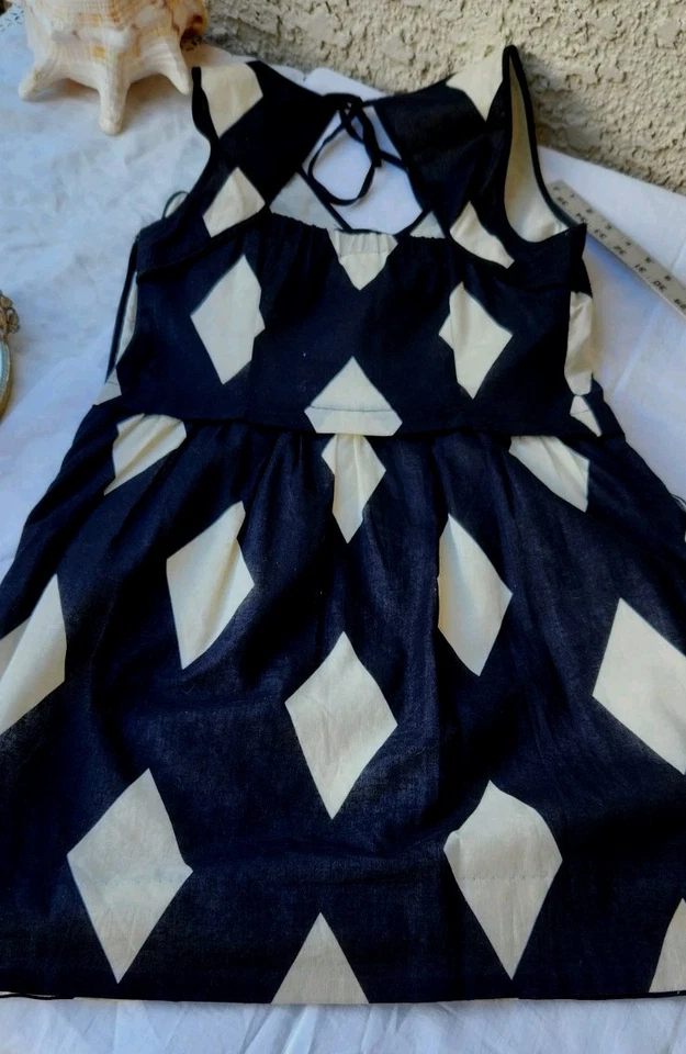 MINIVESTIDO ANTHROPOGIE LEIFSDOTTIR ARLEQUÍN DIAMANTE BLANCO Y NEGRO TALLA 2 Foto 4 de 4