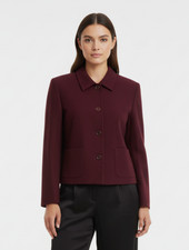 Vintage Talbots Women's Burgundy Red 100 Wool Button Up Collared Blazer Size 4