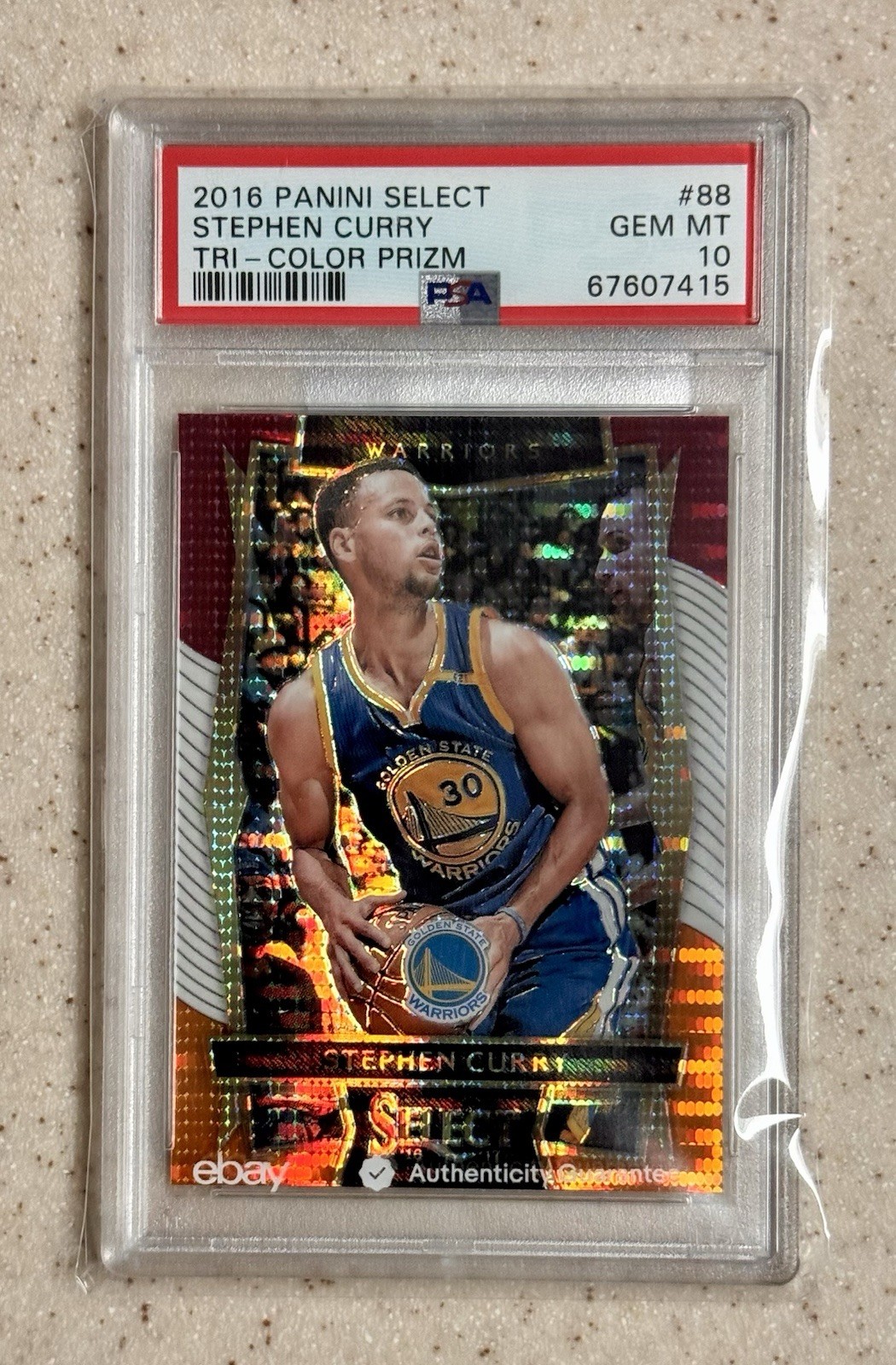 2016 PANINI SELECT TRI COLOR PRIZM #88 STEPHEN CURRY WARRIORS PSA 10 GEM MINT