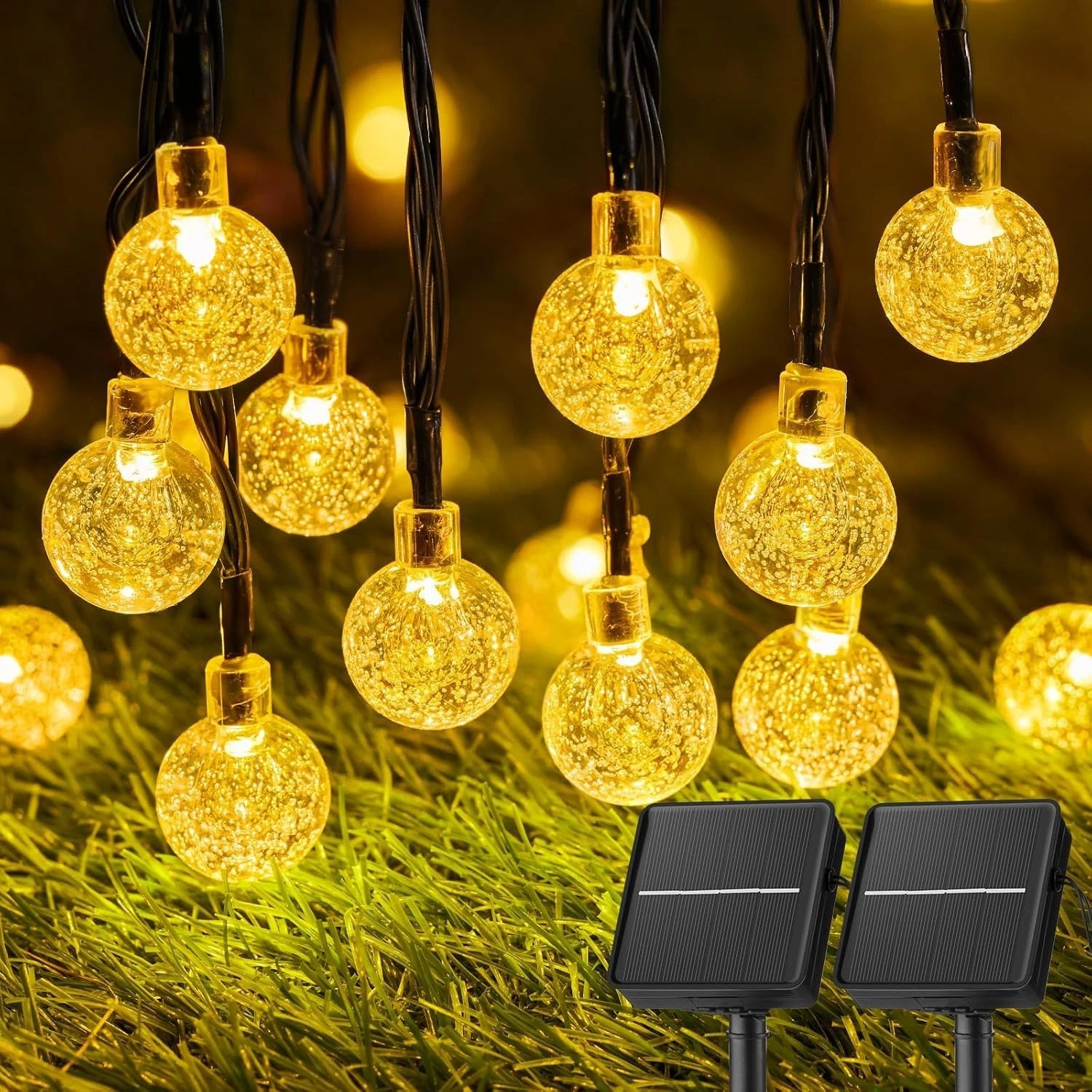 72ft Solar Powered String Lights 120 LEDs 2 Pack Warm White Outdoor Decor