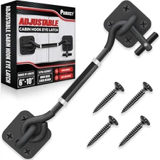 [Upgrade Adjustable] 6”-10” Cabin Hook Eye Latch Gate, Heavy Duty 4 Black 
