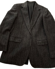 Men’s 40L made in USA black tweed wool sport coat jacket suit by Haggar classic