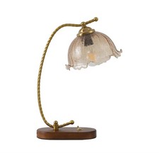 Elegant Flower Glass Bedside Table Lamp Antique Bedside Night Stand Bedroom Deco