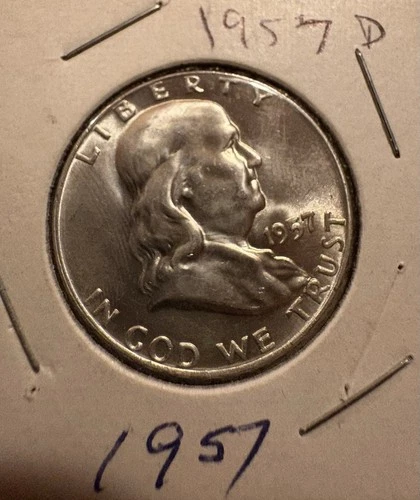 1957-D Franklin Half Dollar 50C Denver  90% Silver US Coin