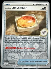 Antique Old Amber 154/165 Common 151 Pokemon TCG Reverse Holo Near Mint