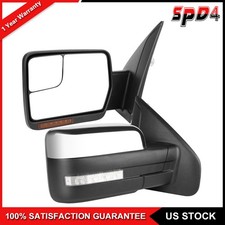 Chrome Power Heated Signal Tow Mirrors For 2004-2014 Ford F150 Puddle Light Chrome Power Heated Signal Tow Mirrors For 2004-2014 Ford F150 Puddle Light