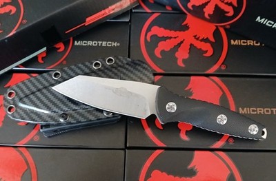 MICROTECH SOCOM ALPHA MINI 3.5'' BLACK G10 GRIP w/ CARBON FIBER SHEATH. NIB!!