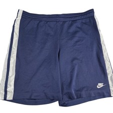 Vintage Nike Basketball Mens Navy Blue Mesh Athletic Shorts White Stripe Medium
