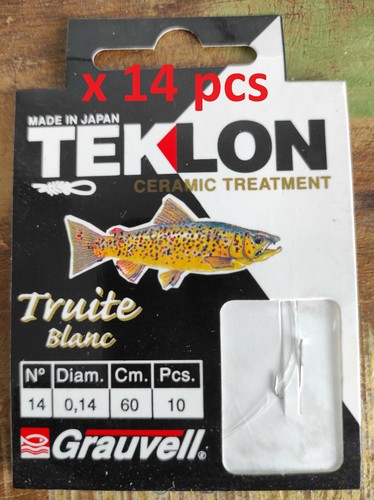 Lot 69 packs 10 Hameçons N°10-12-14 montés GRAUVELL Truite Bleu Teklon peche cou - Photo 4/6