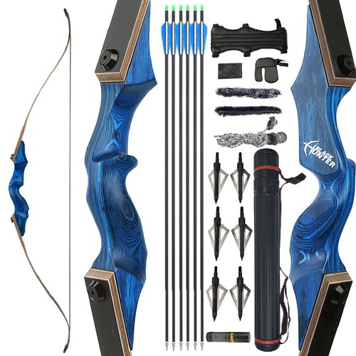 60" Recurvebogen Langbogen Pfeil Set Bogenschießen Takedown R/LH 20-60lbs Zielschießen - Bild 1 von 35