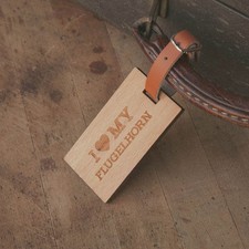 I Love My Flugelhorn - Wooden Rectangle Name Tag Custom with your Name & Address