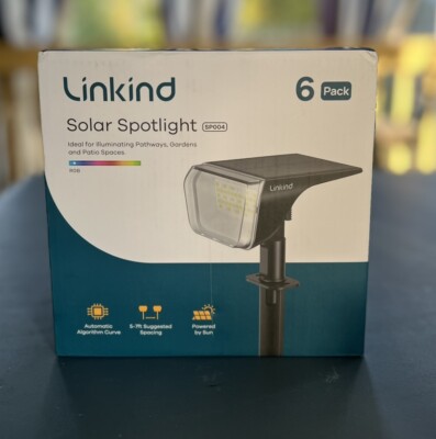 New in Open Box Linkind LED RGB Solar Dusk-to-Dawn Landscape Spotlights 6-Pack
