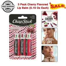3 Pk Cherry Flavored Lip Balm,0.15oz each,Hydrates Lips, Non-Tinted&Paraben-Free