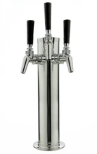 Kegco DT145-3S-630 14" Polished Stainless 3-Faucet Tower - Perlick Faucets