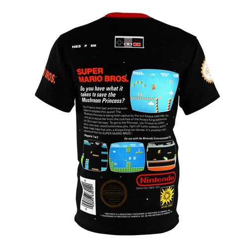 Super Mario Bros. 1985 NES Retro Vintage Nintendo Video Game Cover T-Shirt - Picture 3 of 6