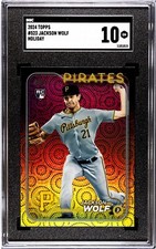 2024 TOPPS BASEBALL HOLIDAY ROOKIE CARD #523 JACKSON WOLF- PGH. PIRATES SGC 10