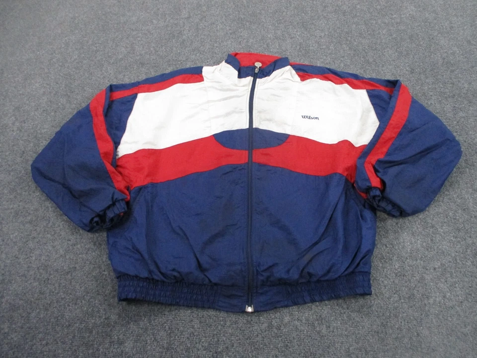 Chaqueta Wilson De Colección Adulto XL Azul Nylon Pista Logo Ventaja Exterior Retro Hombres Foto 2 de 4