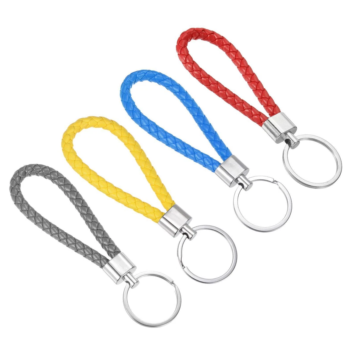 Braided leather shop key lanyard