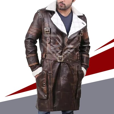 Elder Maxson Brown Leather Long Trench Coat Fallout's 4 Gaming Cosplay Costume