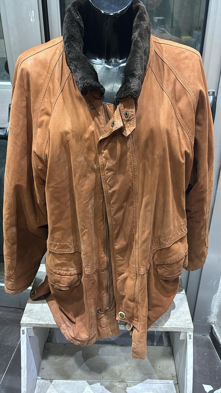 Used Leather Coat Men Size 48 Terracotta LLD501