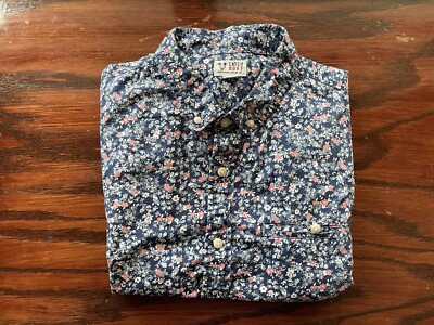 Fetching! Catch Surf Auth Board Co Brand Men's L Blue Floral Button Up Shirt