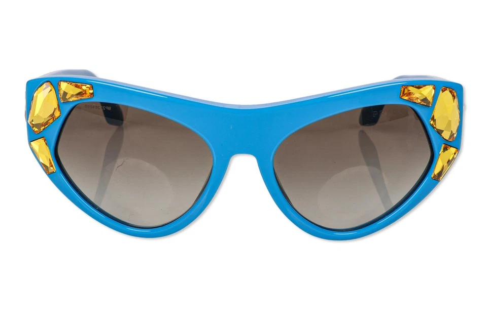 Prada 303379 蓝色 SPR 21Q 水晶装饰猫眼太阳镜 — 第 2/4 张图片