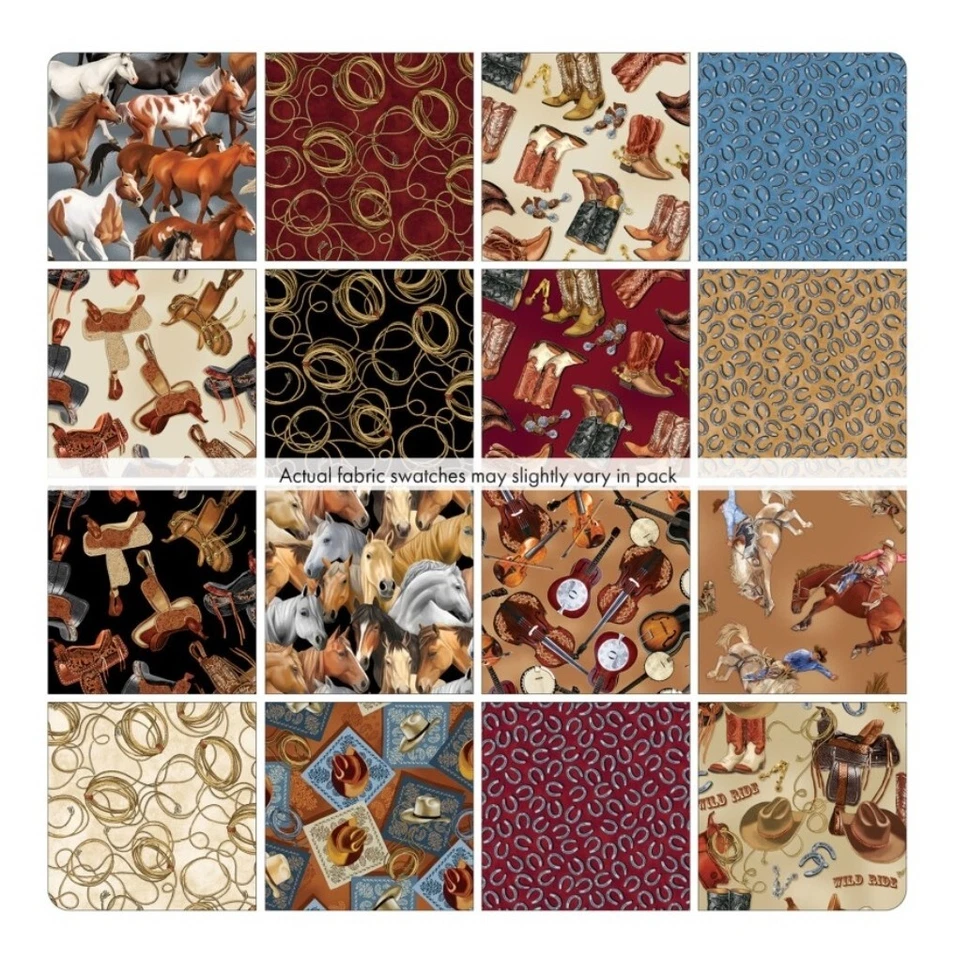 Yellowstone•Horse, Western 16) Pc Fat Quarter Fabric Bundle 100%Cotton•LOOK - Image 2 of 3