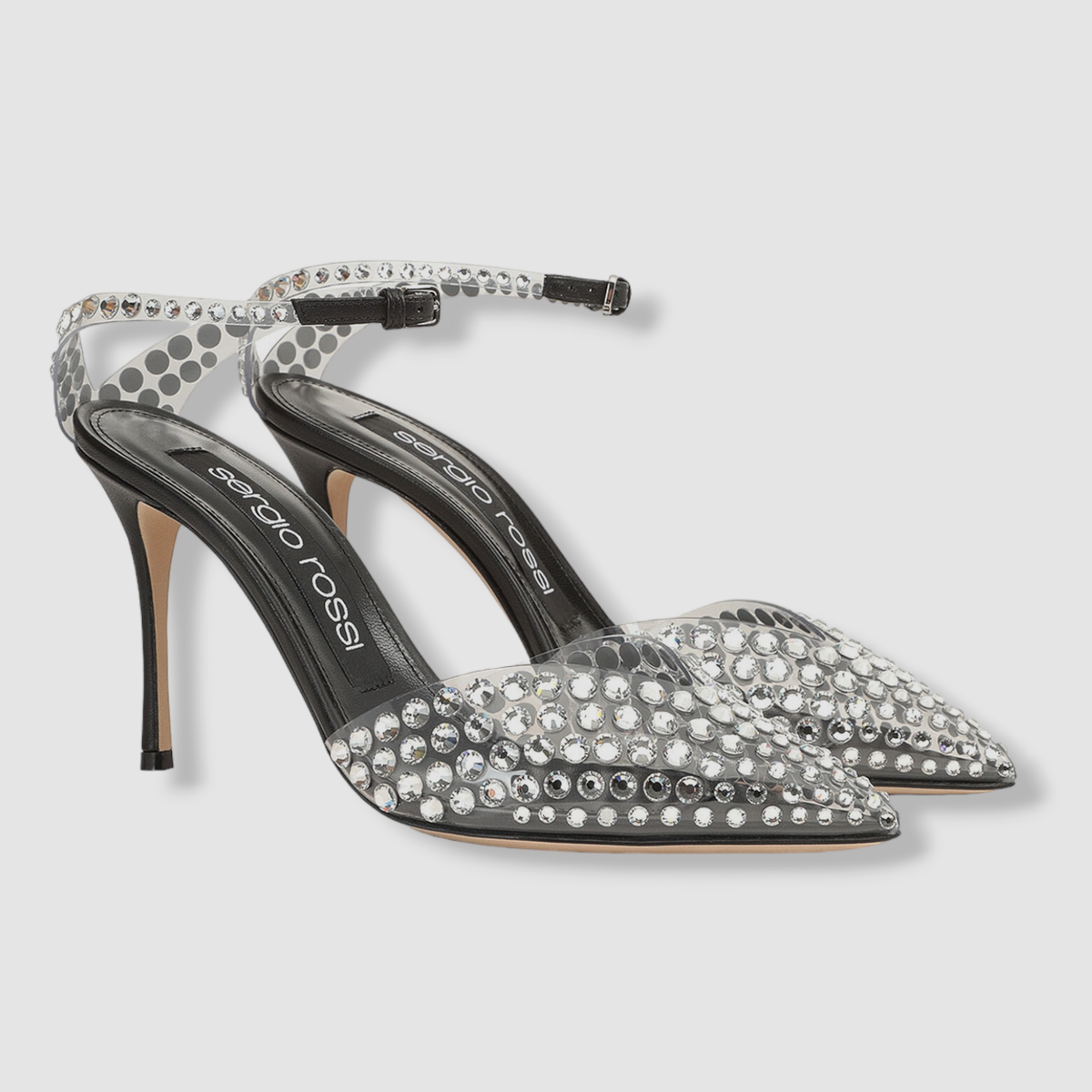 $995 Sergio Rossi Women's Black Godiva Crystal Sandal Shoes Size