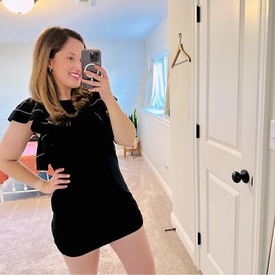 see by chloe t shirt dress See By Chloe Black Ruffled T Shirt Mini Dress Small